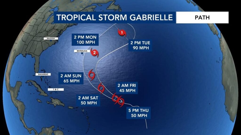 Storm Gabrielle’s Path